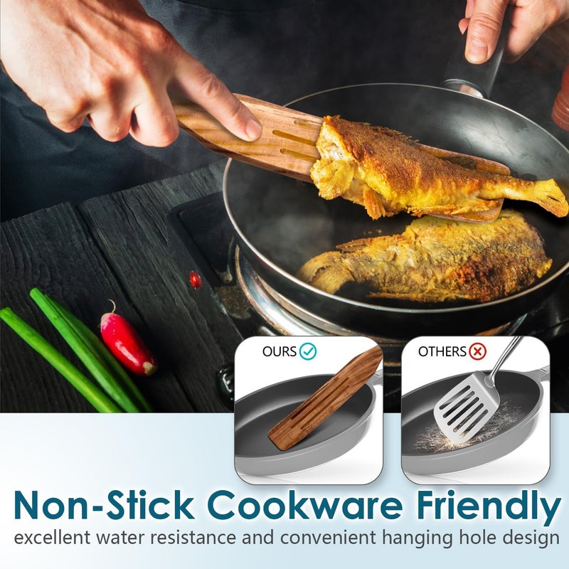 HOWHONG Wooden Spurtle Set for Cooking, Acacia Wood Kitchen Utensils, Premium Handmade Spurtles for Nonstick Cookware, Heat Resistant, Smooth Finish, Comfortable Grip, 8 Piece - Image 4